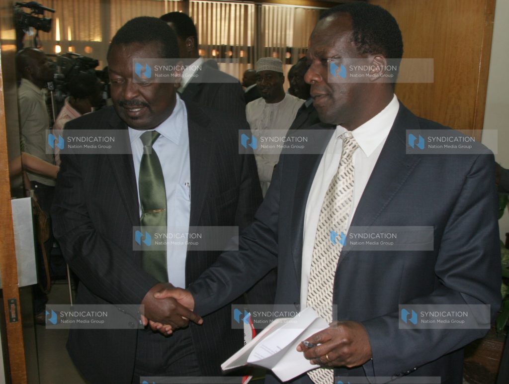 Musalia Mudavadi and Wycliffe Oparanya after the ODM meeting