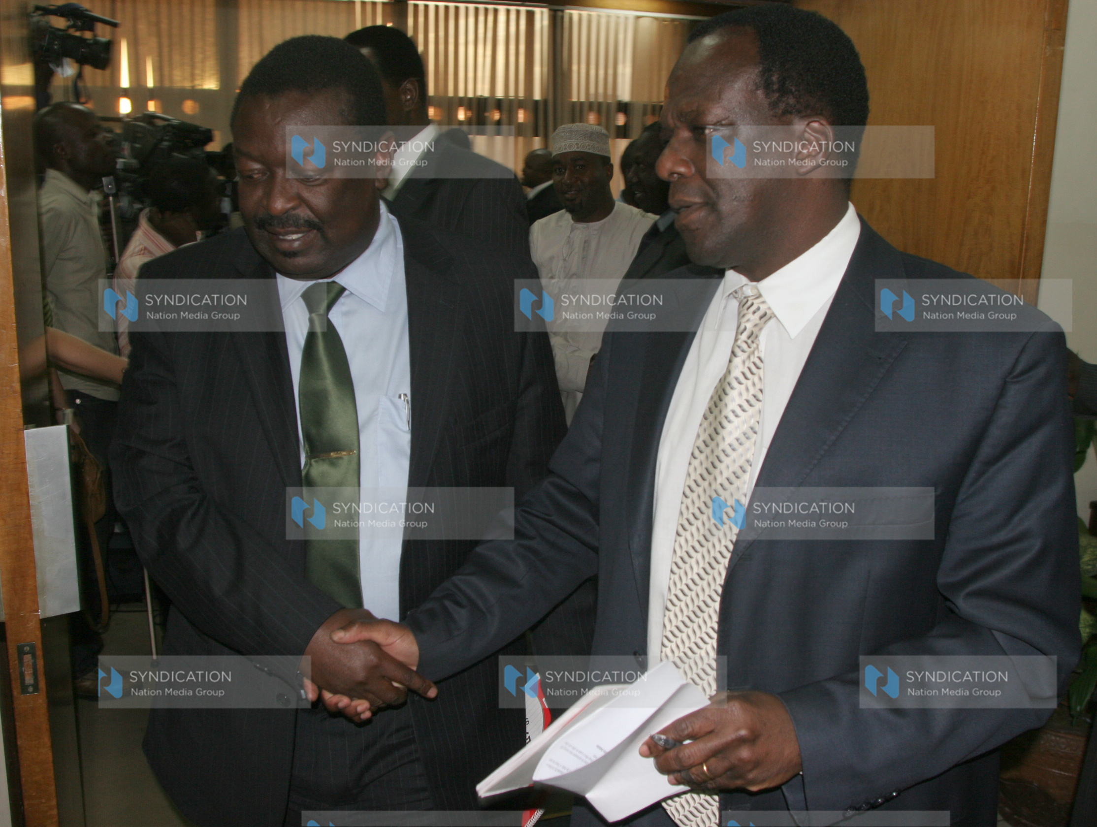 Musalia Mudavadi and Wycliffe Oparanya after the ODM meeting