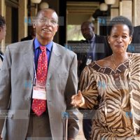 Minister for Metropolitan Mutula Kilonzo share a word with UN Habbitat Executive Director Anna Tibaijuka