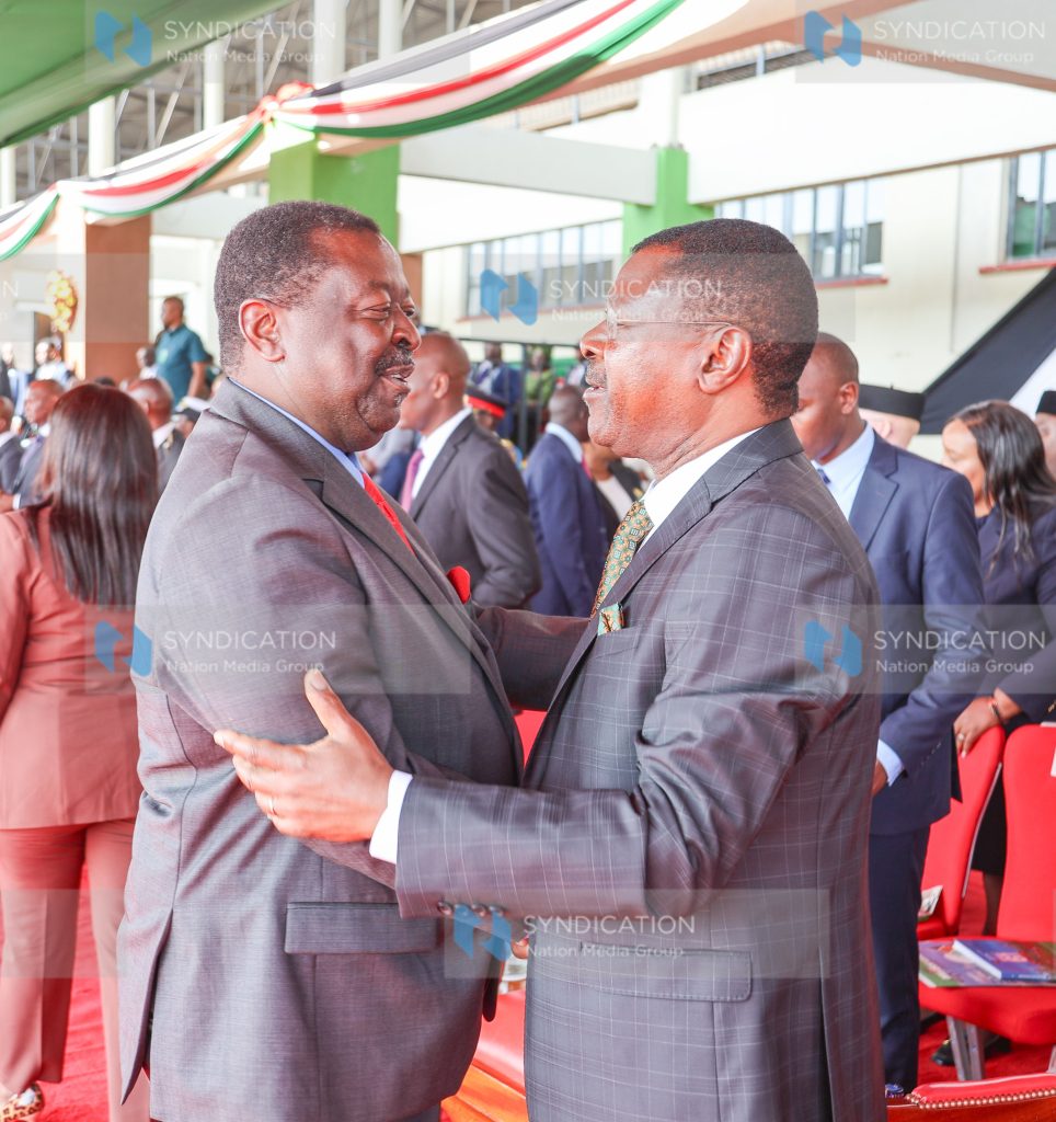 National Assembly Speaker Moses Wetangula confers with Prime Cabinet Secretary Musalia Mudavadi