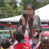Nakuru Governor Susan Kihika acknowledges greetings from Muslim women