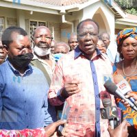 Governor of Kakamega Wycliffe Oparanya addressing the press