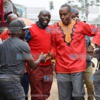 Kiambu Senator Kimani Wamatangi with Jubilee nominee for Kahawa Wendani Ward Representative Cyrus Omondi Odhiambo
