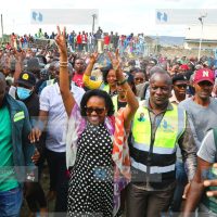 Nakuru Governor Susan Kihika acknowledges greetings from residents of Nakuru-West