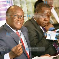 Acting Interior Cabinet Secretary Fred Matiang'i with Transport and infrastructure Cabinet Secretary James Macharia