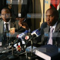 Joseph Ole Lenku (right) flanked by his interior principal secretary Mutea Iring