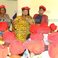 Nominated senator Millicent Omanga addressing the Jubilee women brigade