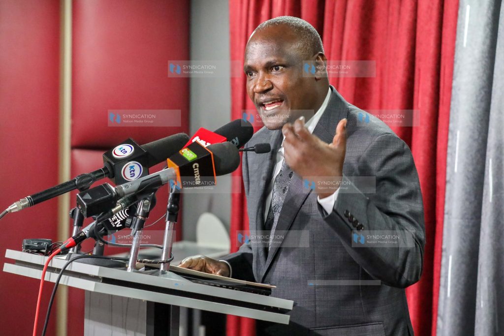 John Mbadi addressing the media on the FY 2026/27 budget