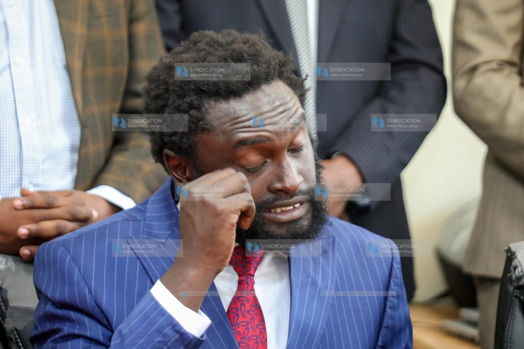 Nyandarua County Senator John Muhia Methu during a press conference