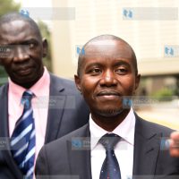 ICT Cabinet Secretary Joe Mucheru with Government Spokesman Cornell Cyrus Oguna