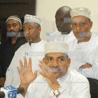 Mvita MP Abdulswamad Shariff Nassir while addressing the press at his office