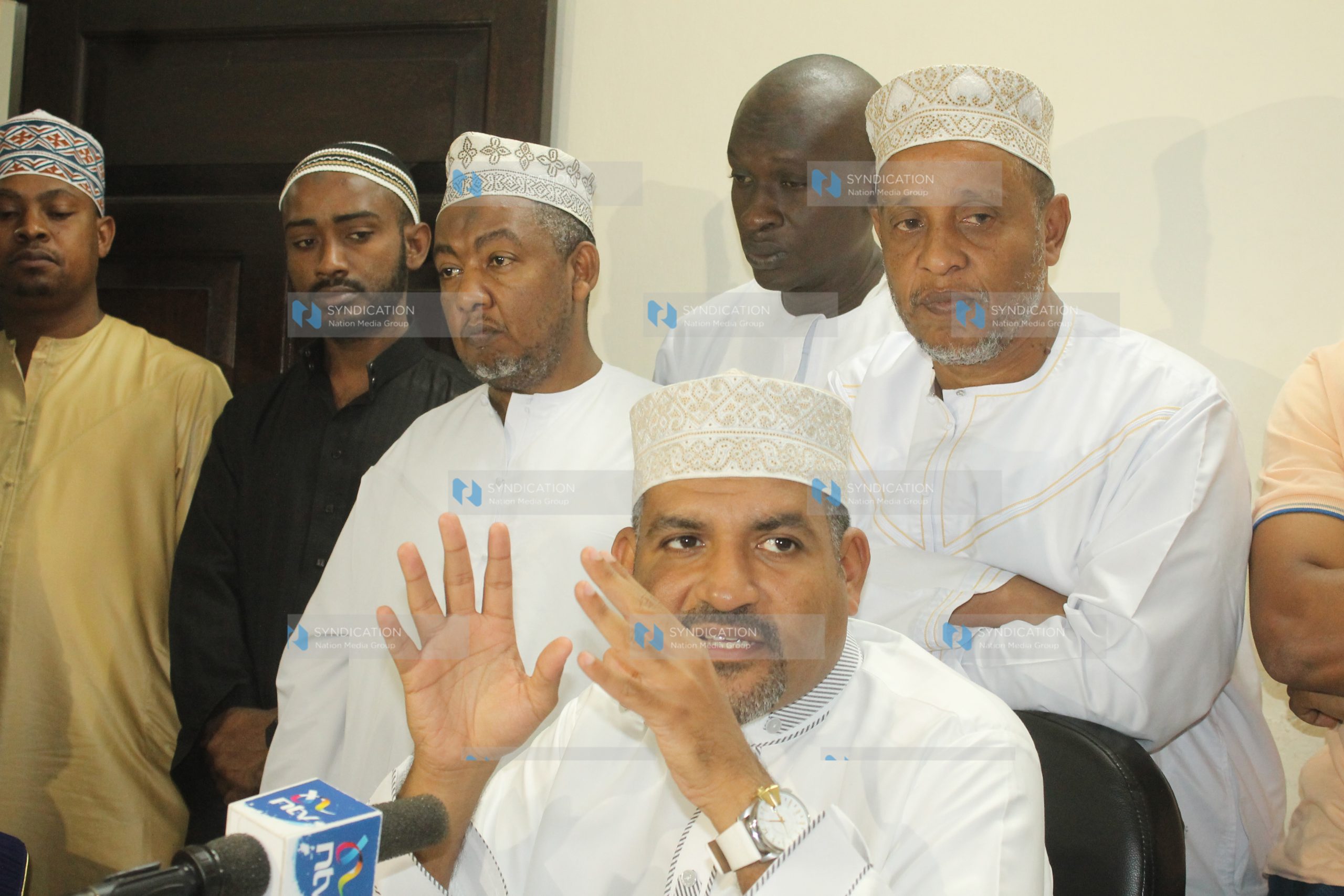 Mvita MP Abdulswamad Shariff Nassir while addressing the press at his office