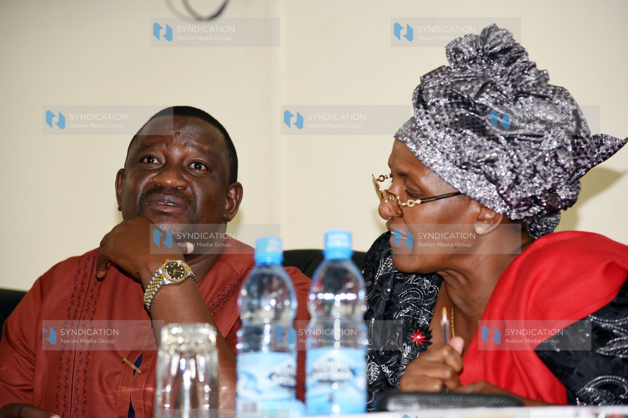 Kwale Governor Salim Mvurya (left) with Taveta MP Naomi Shaban (right)
