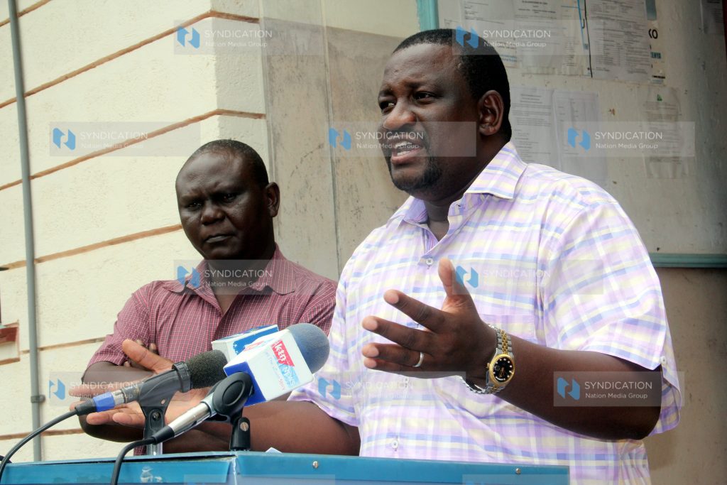 Kwale governor Mr. Salim Mvurya accompanied with his political and policy advisor Mr. Francis Ndiege address press conference