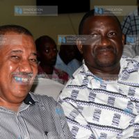 Coast Governors Issa Timamy (left) for Lamu County and Salim Mvurya for Kwale County during a consultative forum