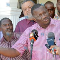Kwale Governor Salim Mvurya among other leaders addressing members of the press