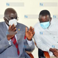 Education CS Prof. George Magoha talking to Kwale Governor Mr. Salim Mvurya