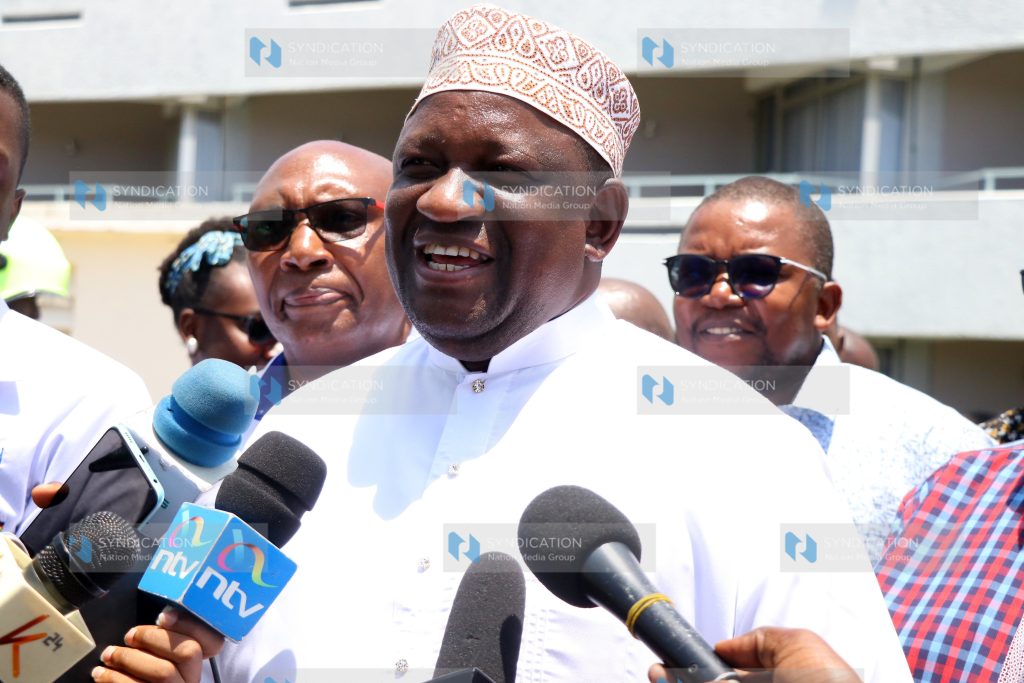 Mining, Blue Economy and Maritime Affairs Cabinet Secretary Salim Mvurya, addresses the press