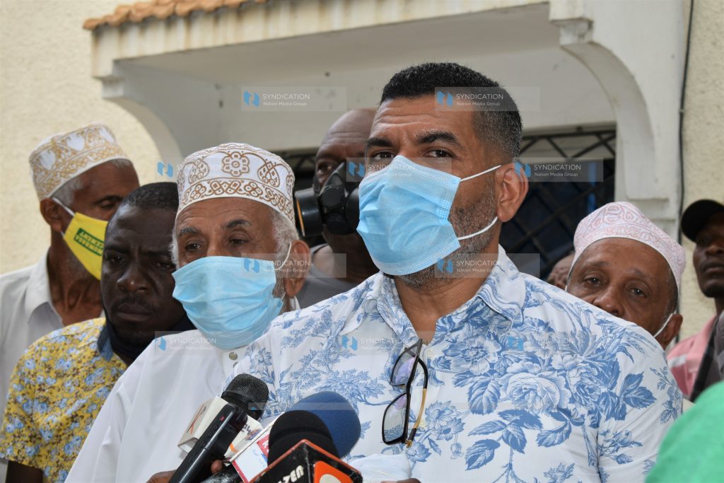 Mvita MP Abdulswamad Nassir addresses the press