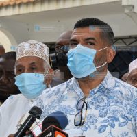 Mvita MP Abdulswamad Nassir addresses the press