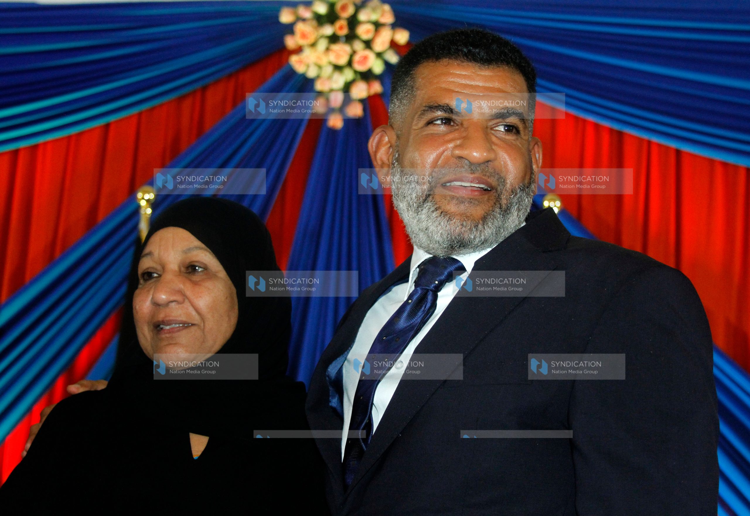 Mombasa ODM gubernatorial aspirant Abdulswamad Nassir (right) with his mother, Nassim Shariff Nassir (left)