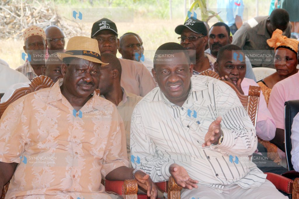 Kwale governor Mr. Salim Mvurya together with CORD leader Raila Odinga