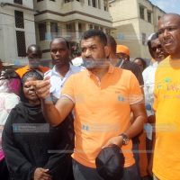 Mvita MP Abdulswamad Nassir addresses journalists outside his CDF office