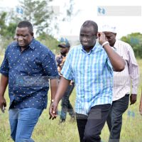 Deputy President William Ruto with Kwale Governor Salim Mvurya arrive at Kasemeni area