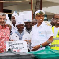 A beach clean-up exercise at the Voyager Beach Resort