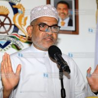 Mombasa Governor Abdulswamad Nassir addresses members of the press at his office
