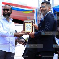 Mombasa Governor Abdulswamad Nassir receives the instruments of power