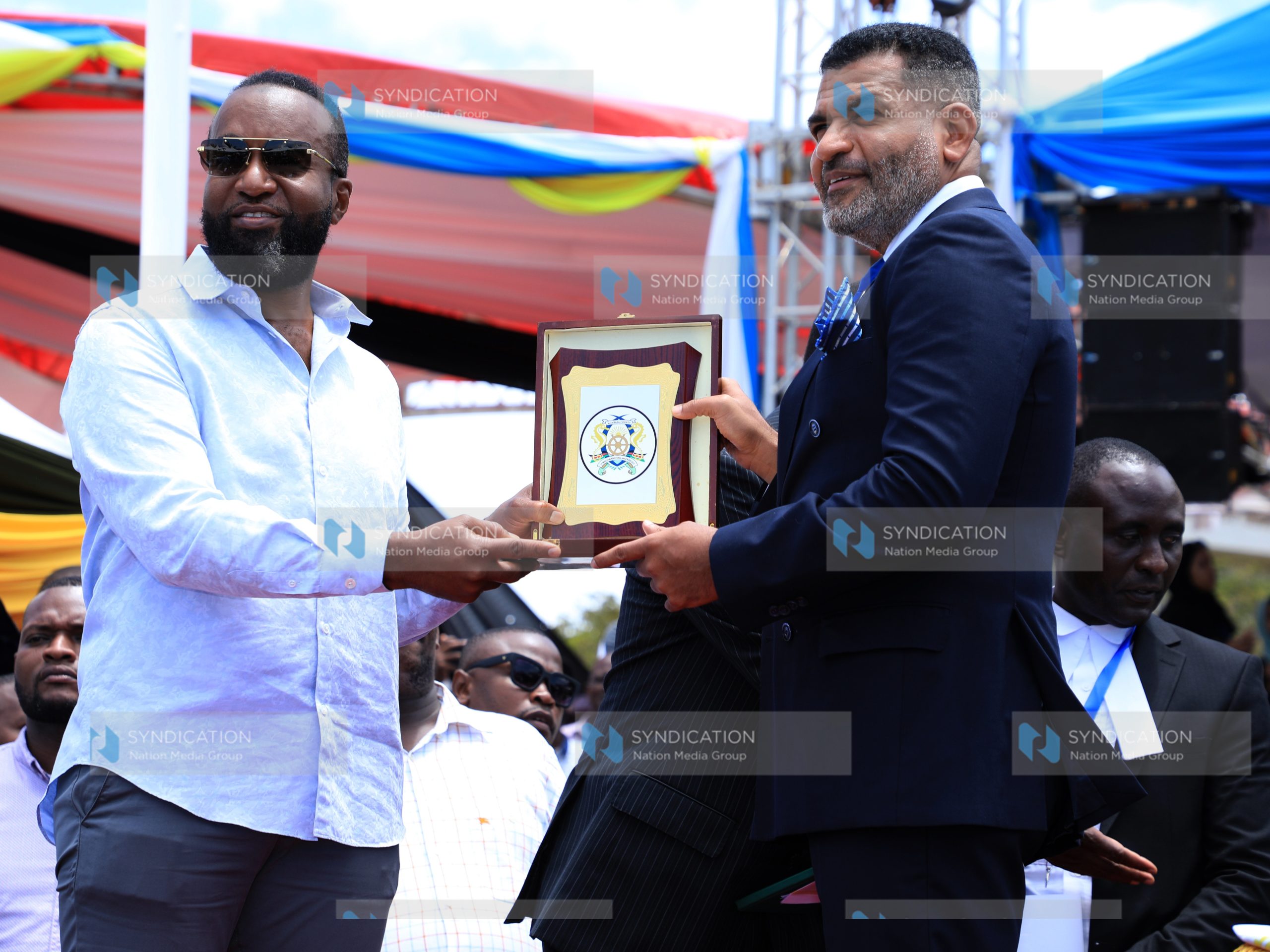 Mombasa Governor Abdulswamad Nassir receives the instruments of power