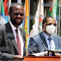 Council of Governors Health Committee Chair Anyang' Nyong'o (left) and CoG Chairman Martin Wambora brief the media