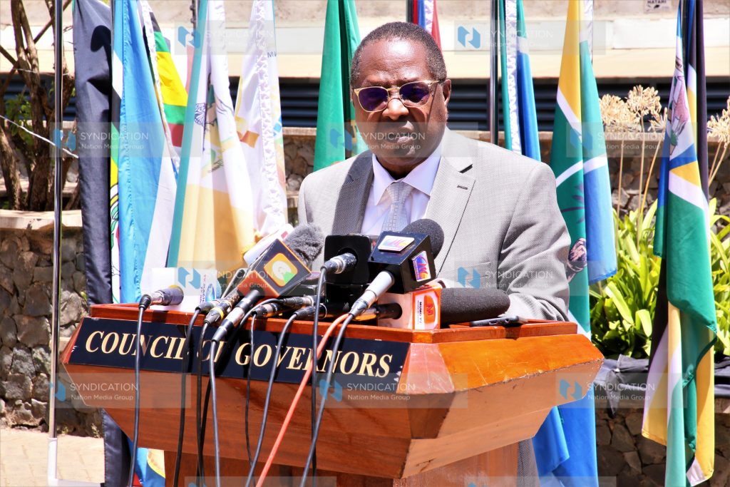 Council of Governors Chairman Martin Wambora addresses journalists
