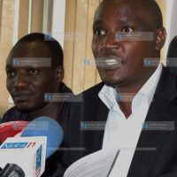 From (left) Dagoretti North MP Simba Arati and the chairman of Cord John Mbadi (Right) addresses the press