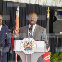 Simon Kiprono Chelugui taking the oath of office at State House