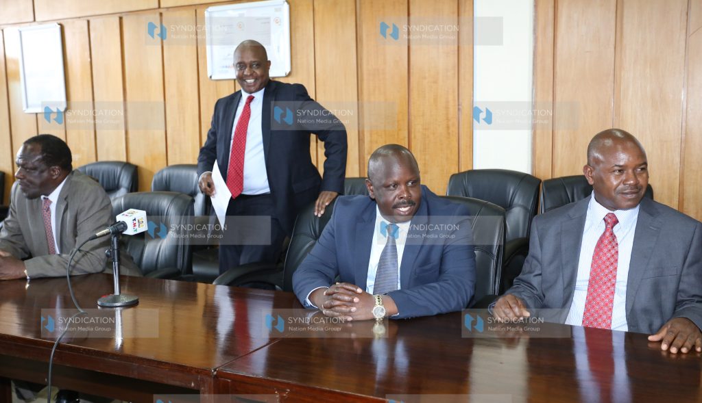 National Treasury Cabinet Secretary Henry Rotich arrives for a joint press conference