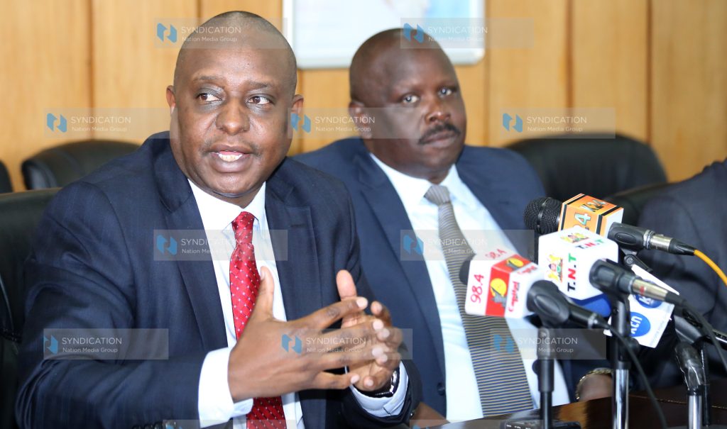 National Treasury Cabinet Secretary Henry Rotich (left) during a joint press conference