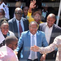 Embu Governor Martin Wambora and his supporters leave the Supreme Court Building