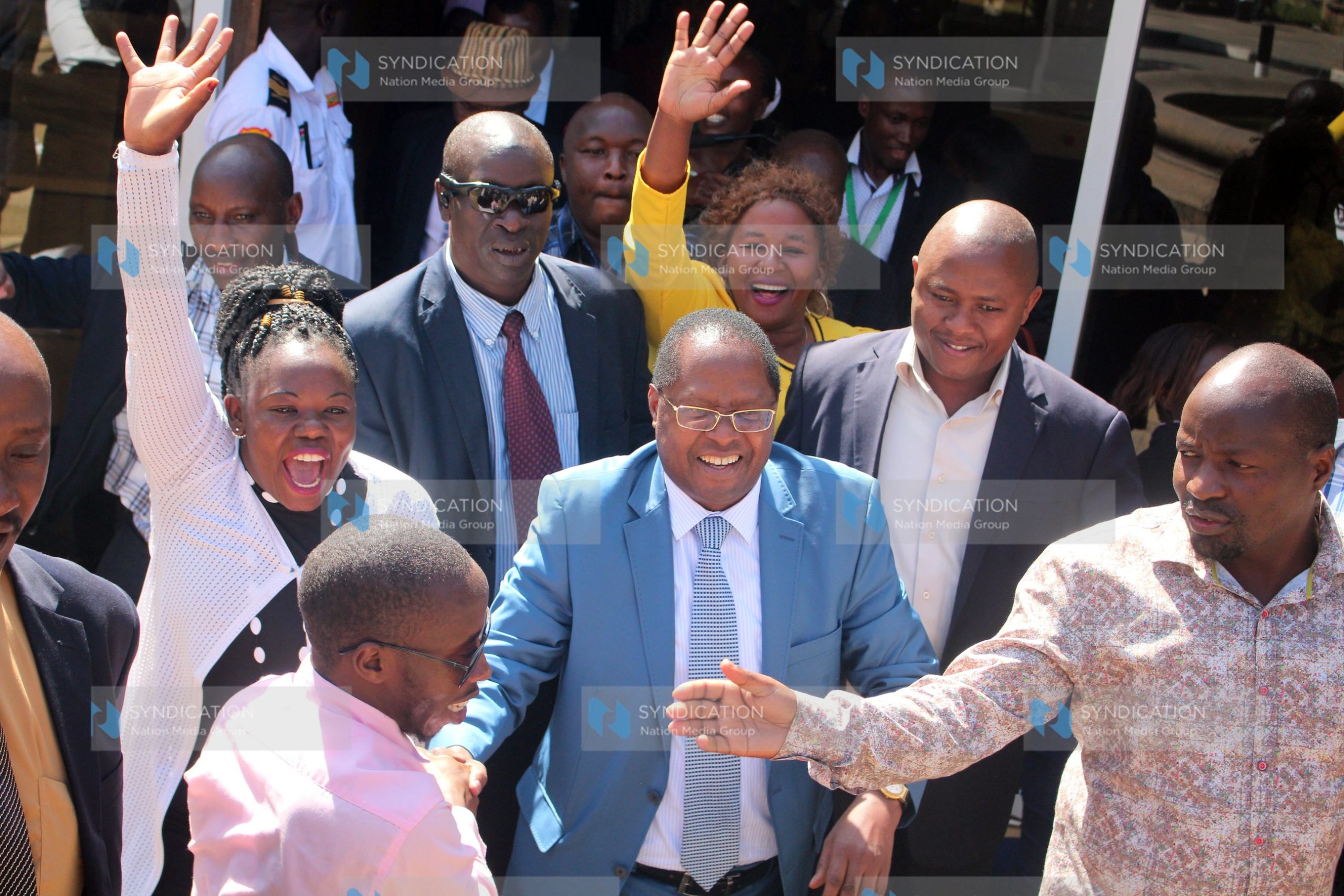 Embu Governor Martin Wambora and his supporters leave the Supreme Court Building
