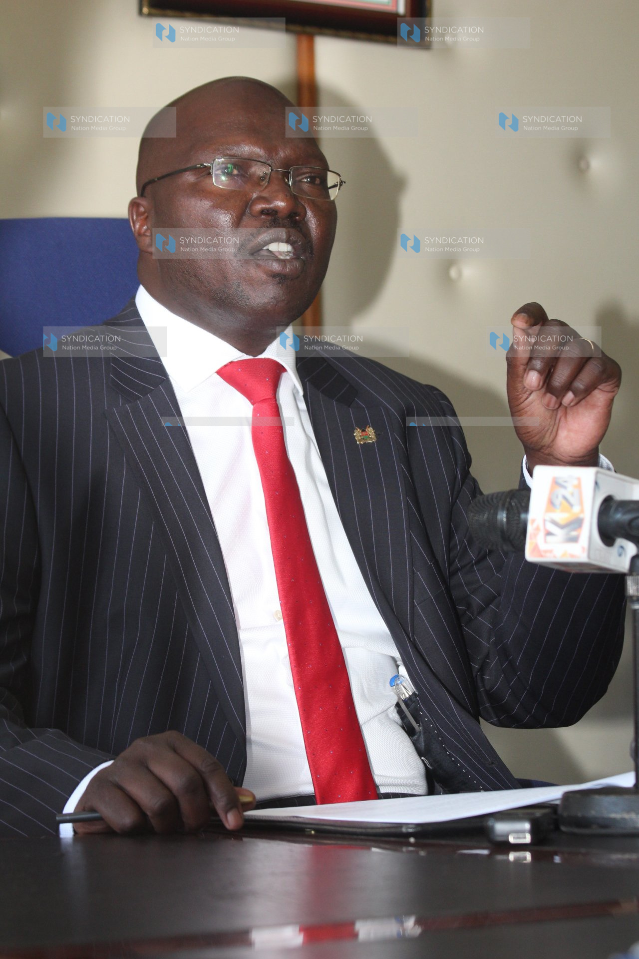 The cabinet secretary ministry of water and sanitation Simon Kiprono Chelugui during a press briefing