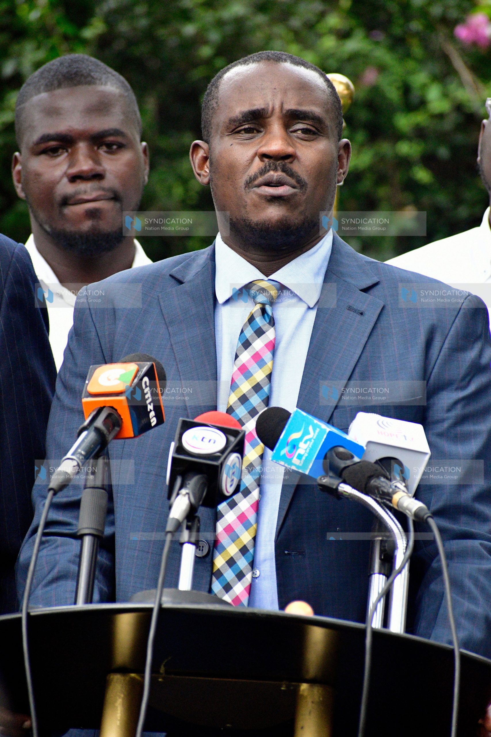 Former United Democratic Alliance (UDA) Secretary General Cleophas Malala addressing media
