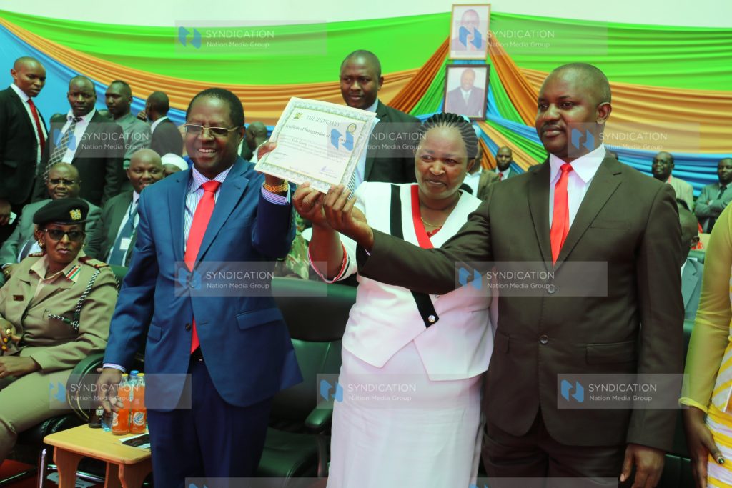 Embu Governor Martin Wambora (right), together with his wife, Teresia Nyaga
