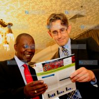 CBK Governor Professor Njuguna Ndung'u with FSD Kenya director David Ferrand