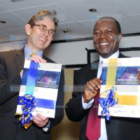 CBK Governor Prof. Njuguna Ndung’u and David Ferrand, director Financial Sector Deepening Trust (FSD)