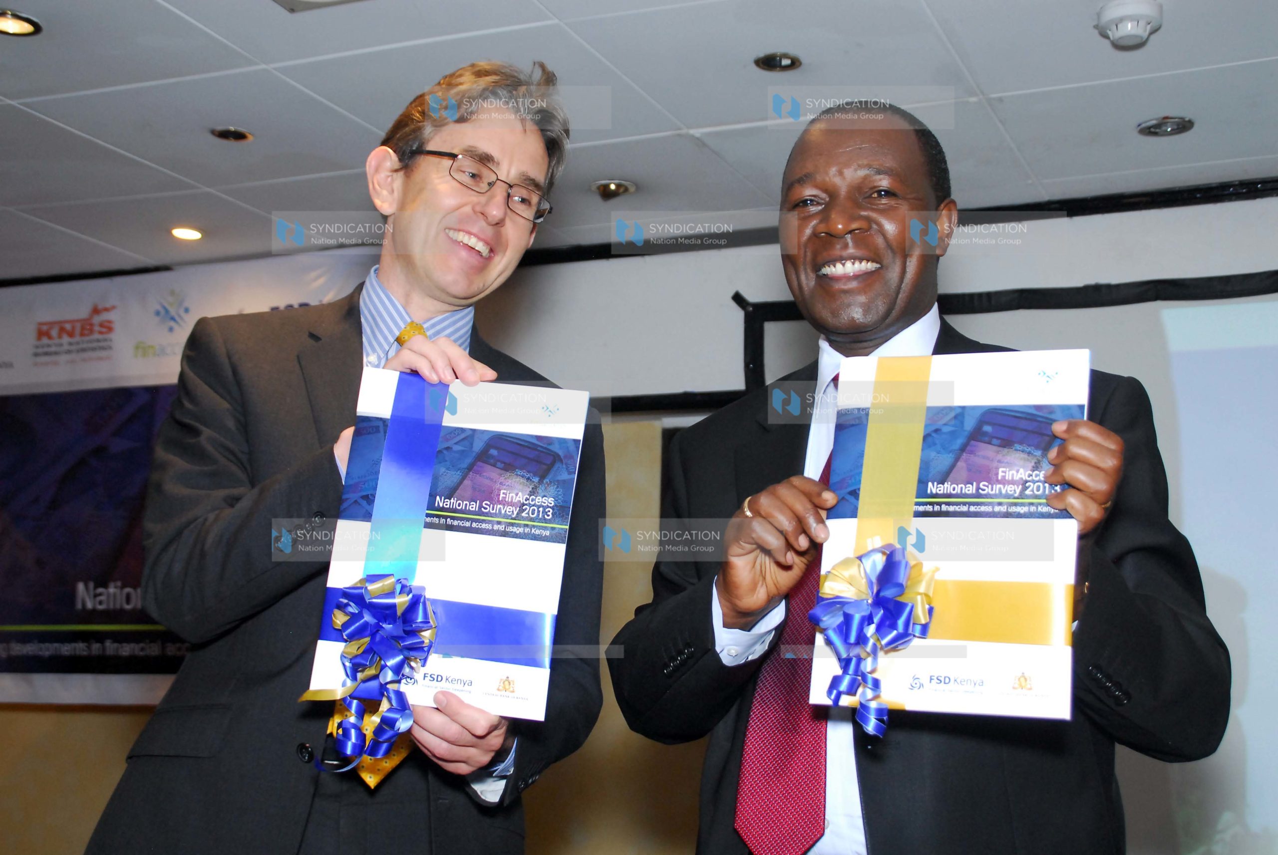 CBK Governor Prof. Njuguna Ndung’u and David Ferrand, director Financial Sector Deepening Trust (FSD)