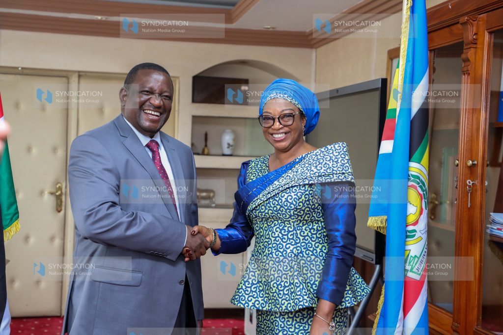 Cabinet Secretary for Mining, Blue Economy and Maritime Affairs Salim Mvurya and Country Director International Fund for Agricultural Development (IFAD) Mariatu Kamara