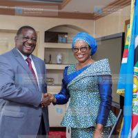 Cabinet Secretary for Mining, Blue Economy and Maritime Affairs Salim Mvurya and Country Director International Fund for Agricultural Development (IFAD) Mariatu Kamara
