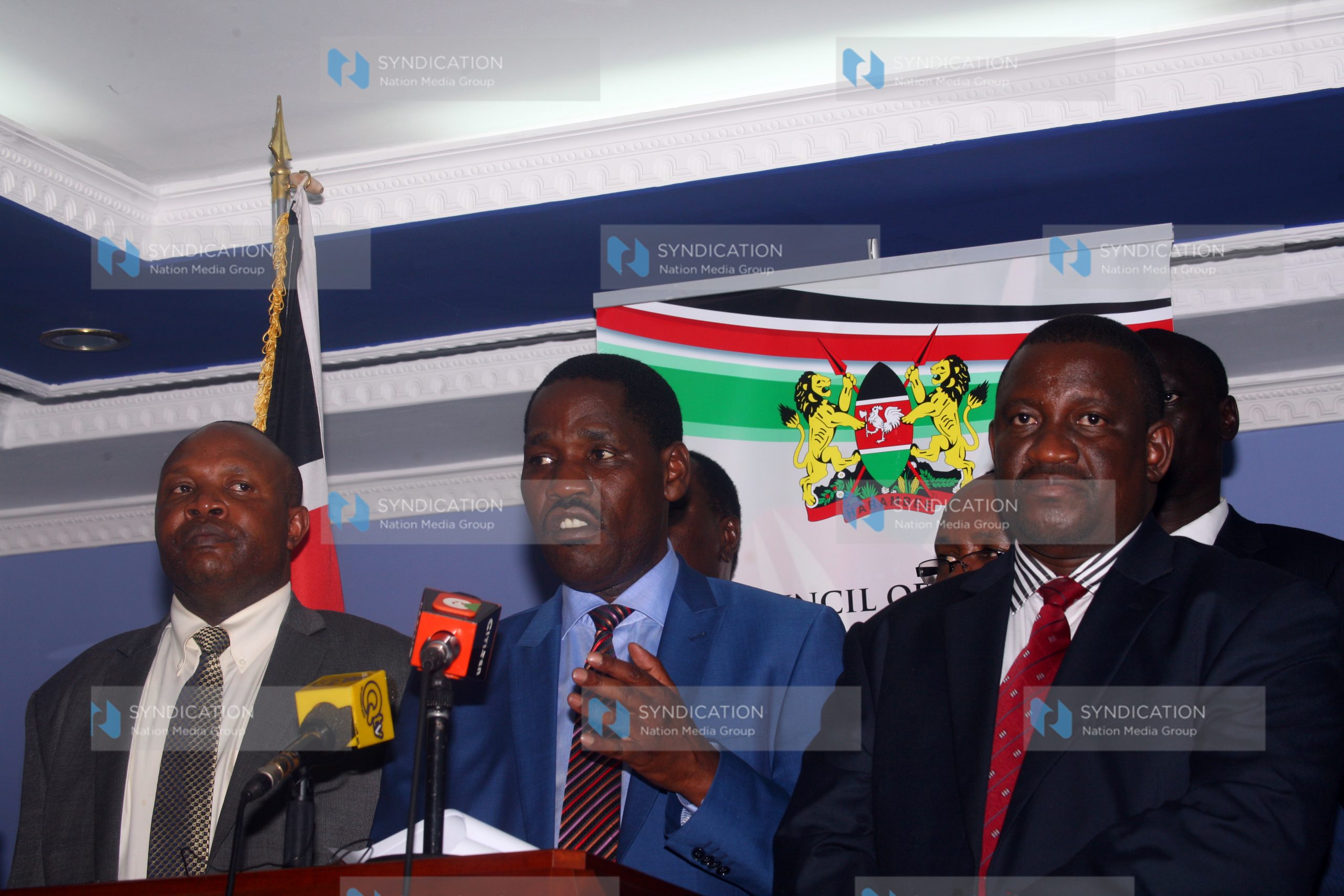 Addressing journalists at Delta House