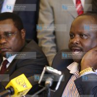 Governors led by their Council Chair Isaac Ruto (right) address the press